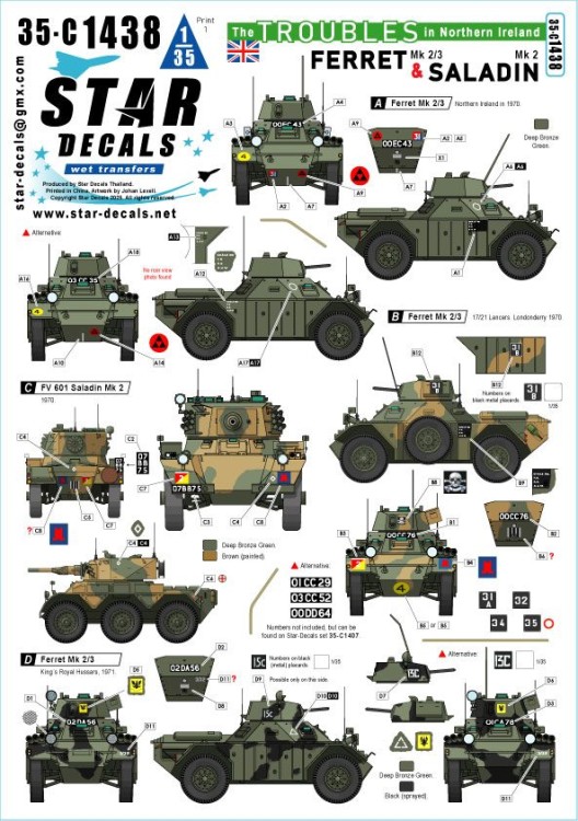 Star Decals 35-C1438 British Ferrets in Berlin.Berlin Brigade.Ferret Mk 2/3 1/35