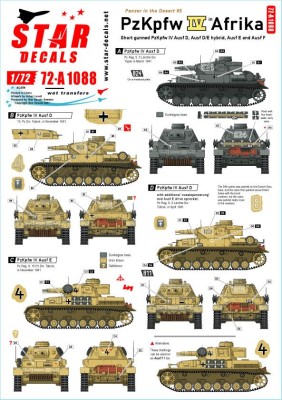 Star Decals 72-A1088 Panzer in the Desert # 5. Pz.Kpfw.IV Ausf.D/E/F1, in North Africa 1/72