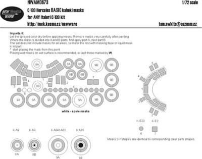 New Ware NWA-M0673 1/72 Mask C-130 Hercules BASIC (ITALERI)