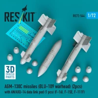 Reskit 72544 AGM-130C missiles w/ AN/AXQ-14 data link pod 1/72