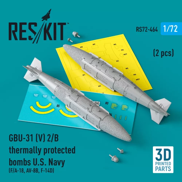Reskit 72464 GBU-31 (V) 2/B thermally prot.bombs U.S. Navy 1/72