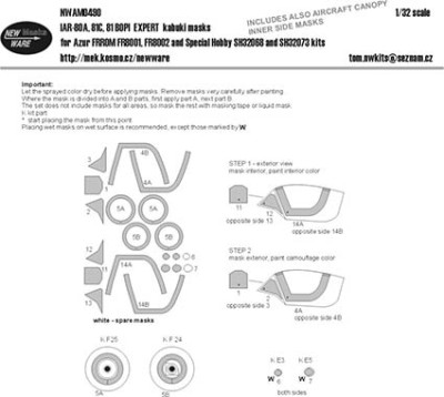 New Ware NWA-M0490 1/32 Mask IAR-80A, 81C, 81 BOPI EXPERT (FRROM/SH)