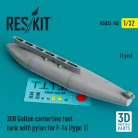 Reskit RSU32142 300 Gal.centerl.fuel tank w/ pyl. F-16 type 1 1/32