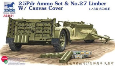 Bronco AB3551 25pdr Ammo set &amp; No.27 Limber w\ Canvas Cover 1/35