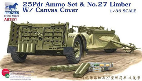 Bronco AB3551 25pdr Ammo set & No.27 Limber w\ Canvas Cover 1/35