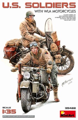 Miniart 35422 US Soldiers w/ WLA Motorcycles (2 fig.) 1/35