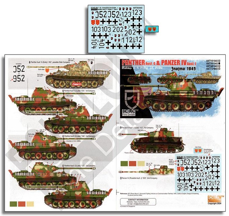Echelon FD AXT351043 9. Pz.Rgt. 25. Pz.Div. Pz.Kpfw.V Panthers & Pz.Kpfw.IV Ausf.J Jnojmo 1945 1/35