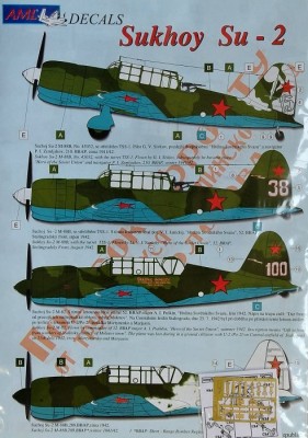 AML AMLD48036 Декали Sukhoi Su-2 (5x camo &amp; PE seatlbelts) 1/48