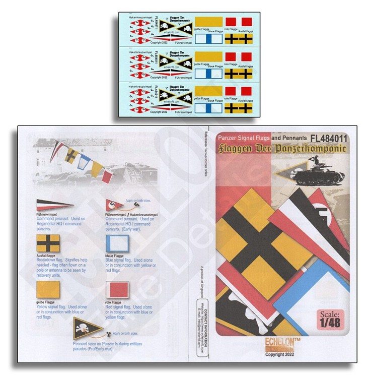 Echelon FD FL484011 Panzer Signal Flags and Pennants (WW2) Essential items of any panzer's inventory 1/48