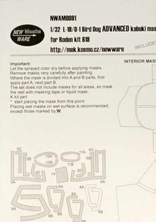 New Ware NWA-M0091 Mask L-19/O-1 Bird Dog EXPERT (RDN 619) 1/32