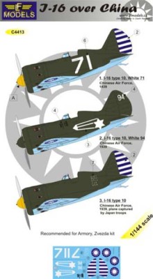 Lf Model C4413 Decals I-16 Rata over China 1/144