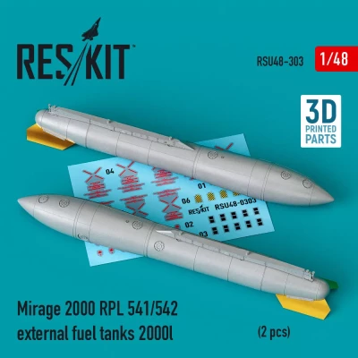 Reskit U48303 Mirage 2000 RPL 501\502 ext.fuel tanks 2000l 1/48