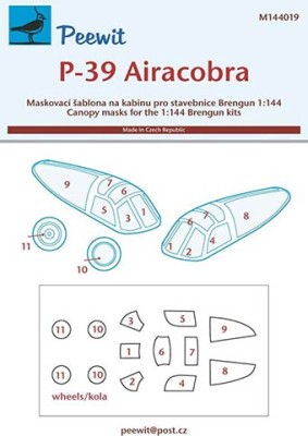 Peewit PW-M144019 1/144 Canopy mask P-39 Airacobra (BRENGUN)