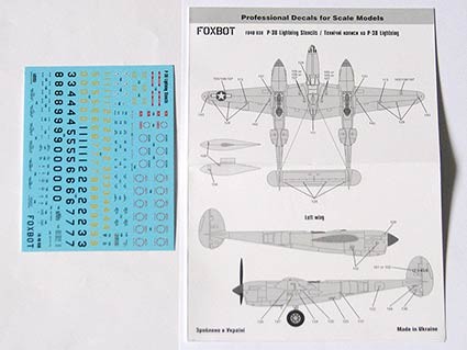Foxbot Decals FBOT48030 Stencils for Lockheed P-38 Lightning 1/48