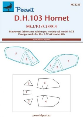 Peewit M72233 1/72 Canopy mask DH.103 Hornet (AZ)