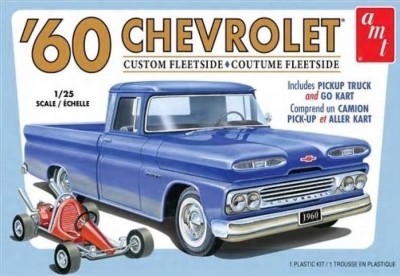 AMT 1063 1960 Chevy Custom Fleetside Pickup with Go Kart 1/25