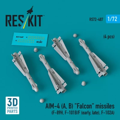 Reskit 72487 AIM-4 (A, B) 'Falcon' missiles (4 pcs.) 1/72