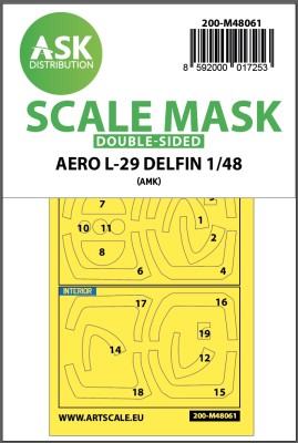 Art Scale 200-M48061 Aero L-29 DELFIN canopy frame paint masks (inside and outside) 1/48
