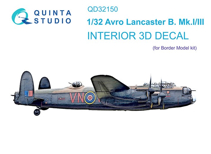 Quinta Studio QD32150 Avro Lancaster B. Mk.I/III (Border Model) 3D Декаль интерьера кабины 1/32