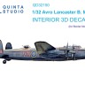 Quinta Studio QD32150 Avro Lancaster B. Mk.I/III (Border Model) 3D Декаль интерьера кабины 1/32