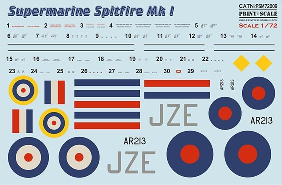 Print Scale PSM72009 Supermarine Spitfire Mk. I 1/72