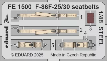 Eduard FE1500 F-86F-25/30 seatbelts STEEL (AIRF) 1/48