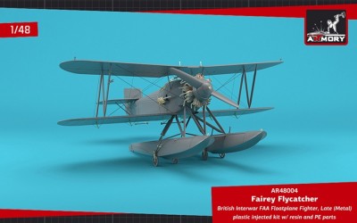 Armory AR48004 Fairey Flycatcher floatplane on metal floats plastic injected kit with PE &amp; resin parts 1/48