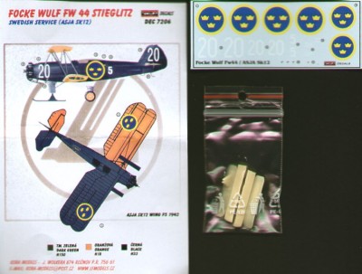 Kora Model DEC7206 Fw 44 Stieglitz (Swedish service) декали декали 1/72