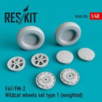 Reskit RS48-0334 F4F/FM-2 Wildcat wheels set type 1 (weighted) Monogram, eduard,Hobby Boss, Revell, Tamiya 1/48