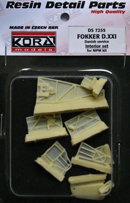 Kora Model DS7255 Fokker D.XXI Danish serv. Interior Set (MPM) 1/72