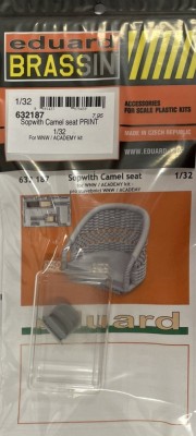 Eduard 632187 BRASSIN Sopwith Camel seat PRINT (WNW/ACAD) 1/32