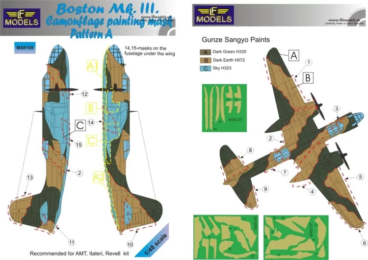 Lf Model M48109 Mask Boston Mk.III Pattern A Camo painting 1/48