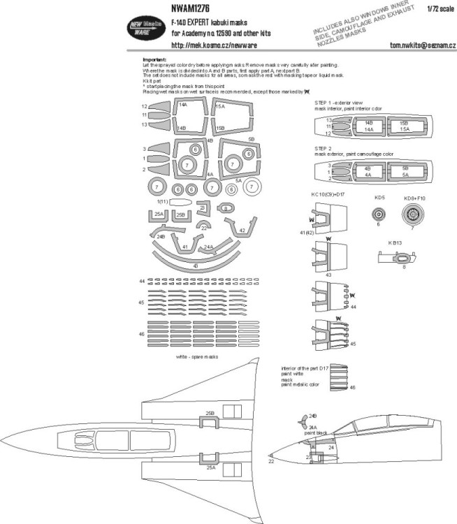 New Ware NWA-M1276 Mask F-14D EXPERT (ACAD 12590) 1/72