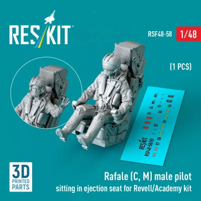 Reskit F48058 Rafale (C,M) male pilot sitting in ej.seat 1/48
