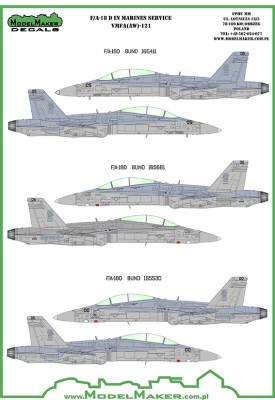 Model Maker Decals D48052 McDonnell-Douglas F/A-18D VMFA-121 Green Knights 1/48