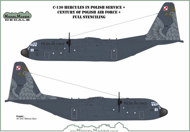 Model Maker Decals D72111 Lockheed C-130H Hercules in Polish service + Century of Polish Air Force + full stencilling 1/72