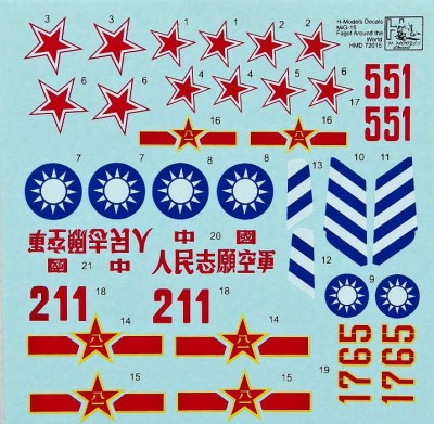 HM Decals HMD-72015 1/72 Decals MiG-15 Fagot around the world - Part 3