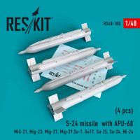 Reskit RS48-0180 S-24 missile with APU-68 (4 pcs.) 1/48