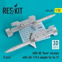 Reskit RSK48-424 AGM-88 'Harm' missiles w/LAU-118 & adapter 1/48