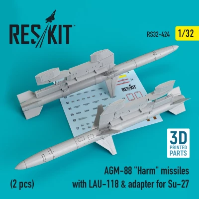 Reskit RSK48-424 AGM-88 'Harm' missiles w/LAU-118 &amp; adapter 1/48