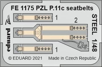 Eduard FE1175 PZL P.11c seatbelts STEEL (ARMA H.) 1/48