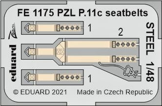 Eduard FE1175 PZL P.11c seatbelts STEEL (ARMA H.) 1/48