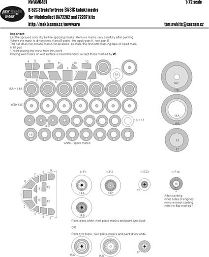 New Ware NWA-M0491 1/72 Mask B-52G Stratofortress BASIC (MODELC.)