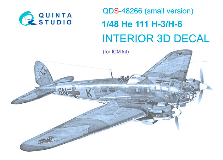 Quinta studio QDS-48266 He 111H-3/H-6 (ICM) (Малая версия) 3D Декаль интерьера кабины 1/48