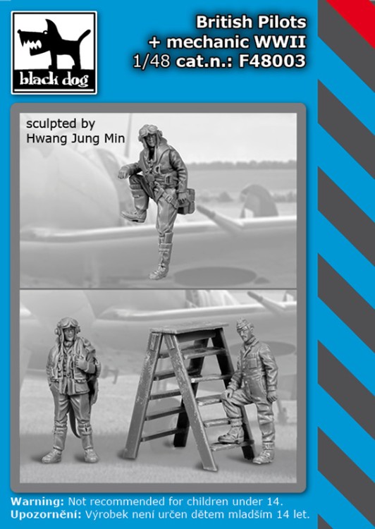 Black Dog F48003 British pilots + mechanic WWII 1/48