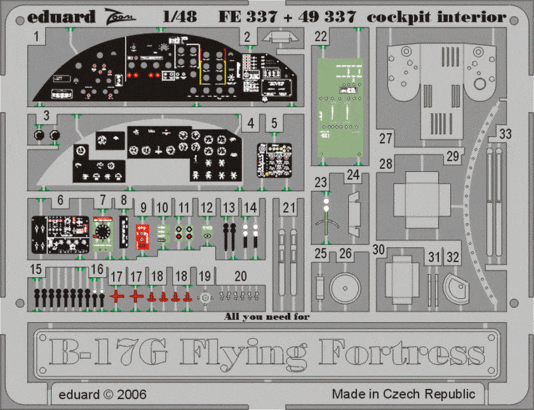 Eduard 49337 B-17G cockpit interior REV/MON