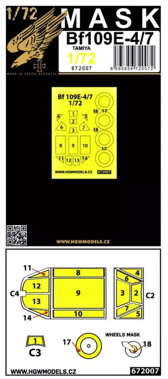 HGW 672007 Mask Bf 109E-4/7 (TAM) 1/72