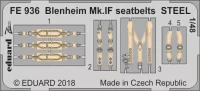 Eduard FE936 Blenheim Mk.IF seatbelts STEEL (AIRF) 1/48