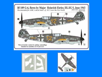 AML AMLM73003 Camo Маски Bf 109 G-6 Ehrler (for AMLD72032) 1/72