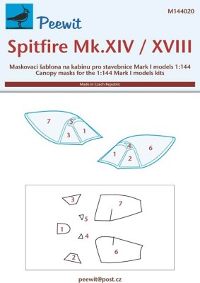 Peewit PW-M144020 1/144 Canopy mask Spitfire Mk.XIV/XVIII (MARK 1 M)